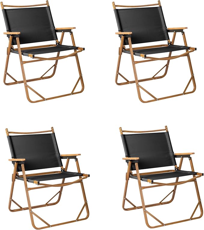 Outvita Portable Folding Camping Chair, 4pcs Ultralight Low Beach Chair, Durable Aluminum Frame Armchairs for Hiking Concert Fishing Picnic, Supports 229Lbs