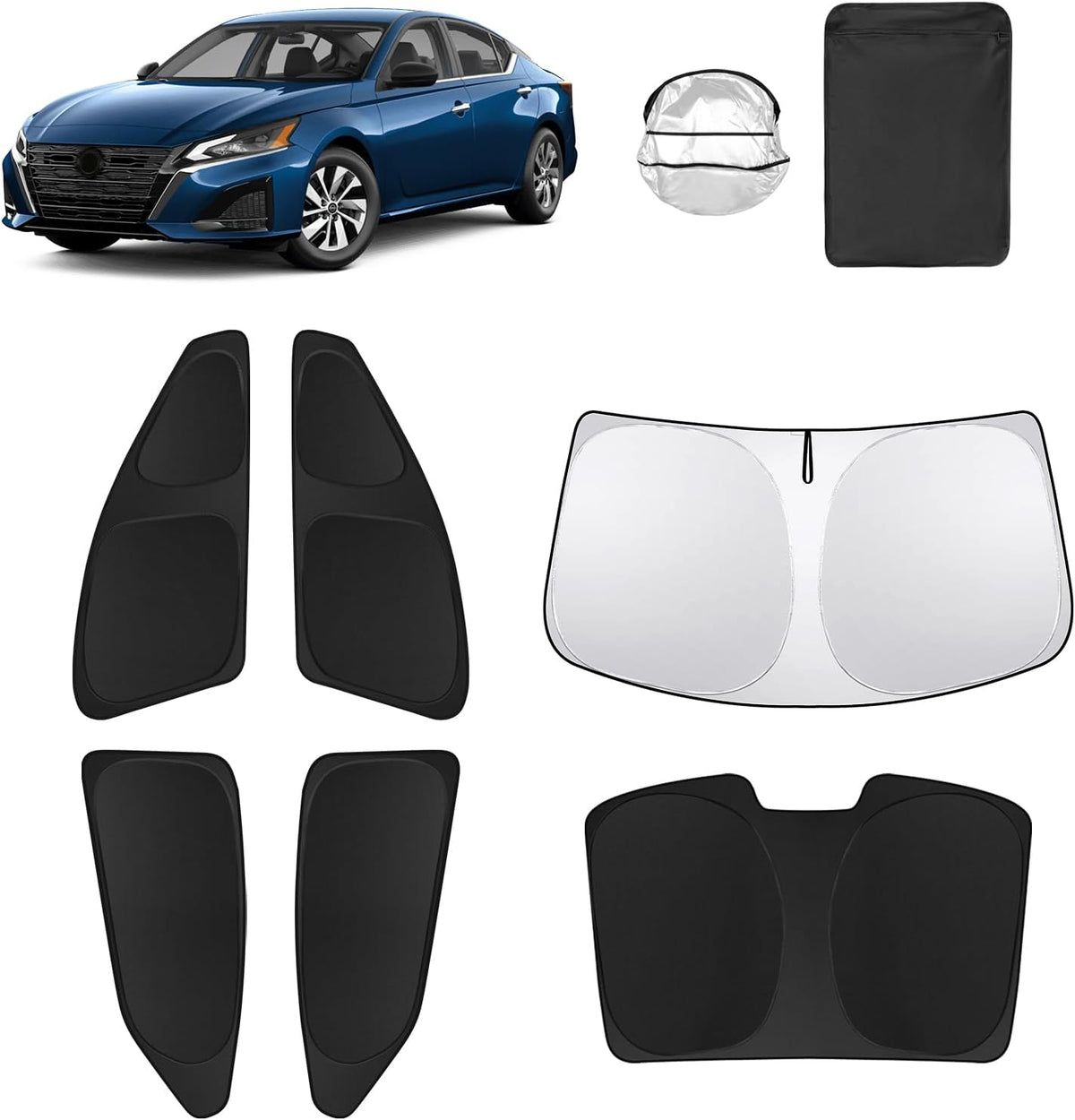 6pcs Car Window Shades for Nissan Altima 2019-2025 Accessories,Windshield Side Rear Full Sunshade,Sun Visor UV Blocking, Privacy Protection and Blackout for Camping Outdoor