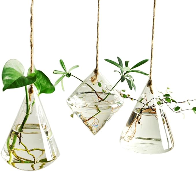 Glass Hanging Planter Plant Terrarium Hanging Propagation Station Container for Hydroponic Plants Home Garden Decor 3 Type