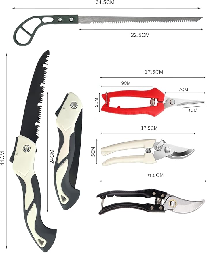 5 Piece Gardening Scissors Folding Saw Pruner Set with Pruner Saw Hand Garden Clippers Set