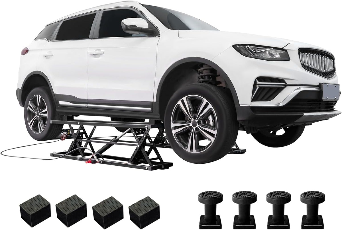 Albott 5000 LBS Portable Car Lift, Adjustable Quick Jack with 26" Max Height, Locking Levers, Foldable Design & Wheels, Scissor Lift for Sedans in Garage or Shop, Black