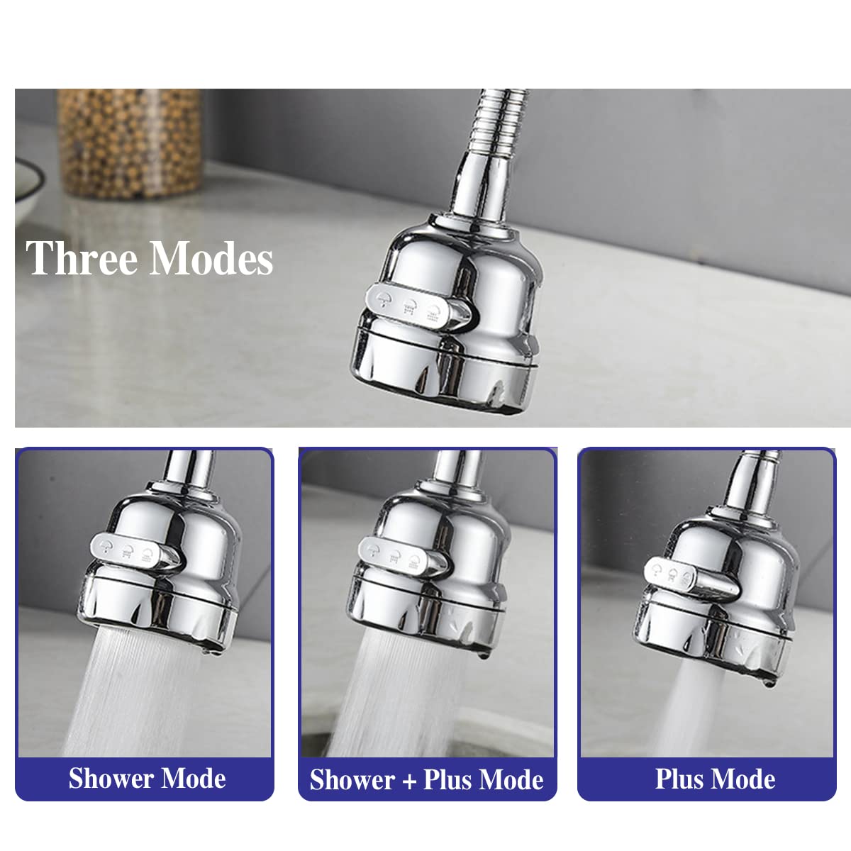 Kitchen Faucet Sprayer Attachment, Movable Faucet Extender for Kitchen Sink, 360° Rotatable Faucet Outlet Nozzle Sink Faucet Head Anti-Splash Faucet Adapter for Kitchen Sink