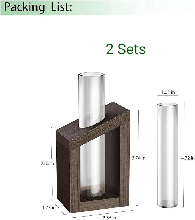 Ivolador Test Tube Propagation Stations Pothos Planter Terrarium Container Perfect for Propagating Hydroponic Plants Home Office Garden Decor Wedding -2 PCS