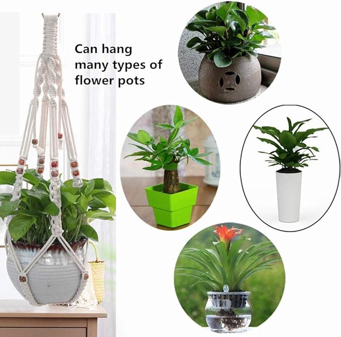 Belit 2 Pack Macrame Plant Hangers Indoor Hanging Planter Basket Decorative Flower Pot Holder Rope for Indoor Outdoor Home Decor