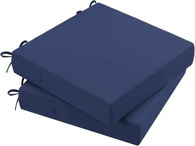 AAAAAcessories Outdoor Seat Cushions for Chairs, Waterproof, Fade-Resistant Patio Furniture Replacement Cushions, 21" x 21" x 4", Set of 2, Navy Blue