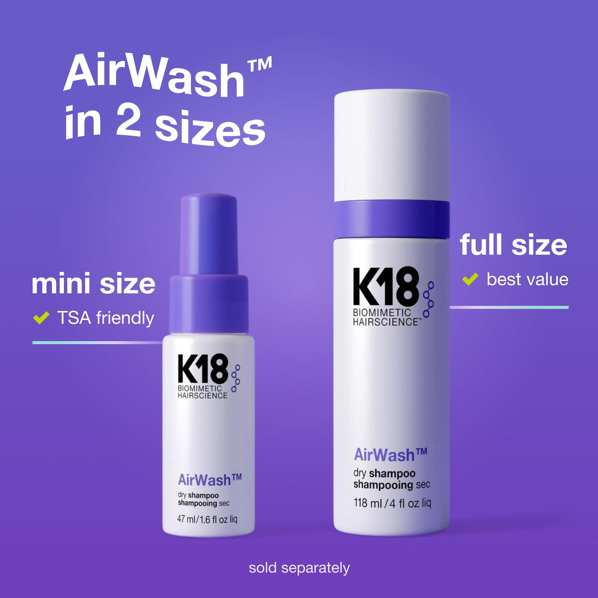 K18 AirWash Travel Non Aerosol Dry Shampoo Spray, 1.6 Fl Oz