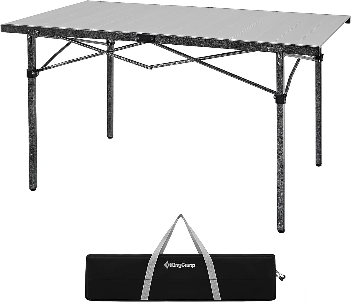 KingCamp Camping Table Folding Portable Table Aluminum Roll Up Lightweight Foldable Large Camp Table for Indoor Outdoor Picnic Backyard, 53.5"X27.5"