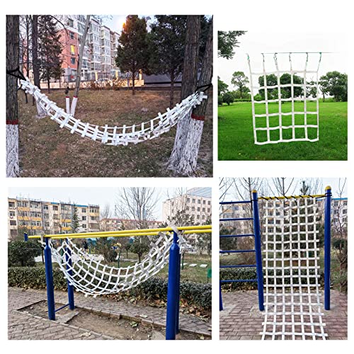 Climbing Cargo Net Heavy Duty,Ninja Net,Rope Ladder for Kids Outdoor Treehouse Backyard Playground Indoor Obstacle Webbing Net for Swing Set Jungle Gym Accessories for Slacklines,White - size: 3x8ft/0.9x2.4m