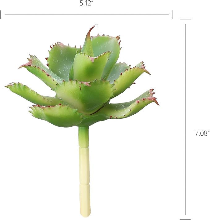 Duovlo Artificial Succulent Plant 7.08 Inch Faux Succulents Agave potatorum Flower Arrangement Craft Wall DIY Materials Pack of 2 (Green)