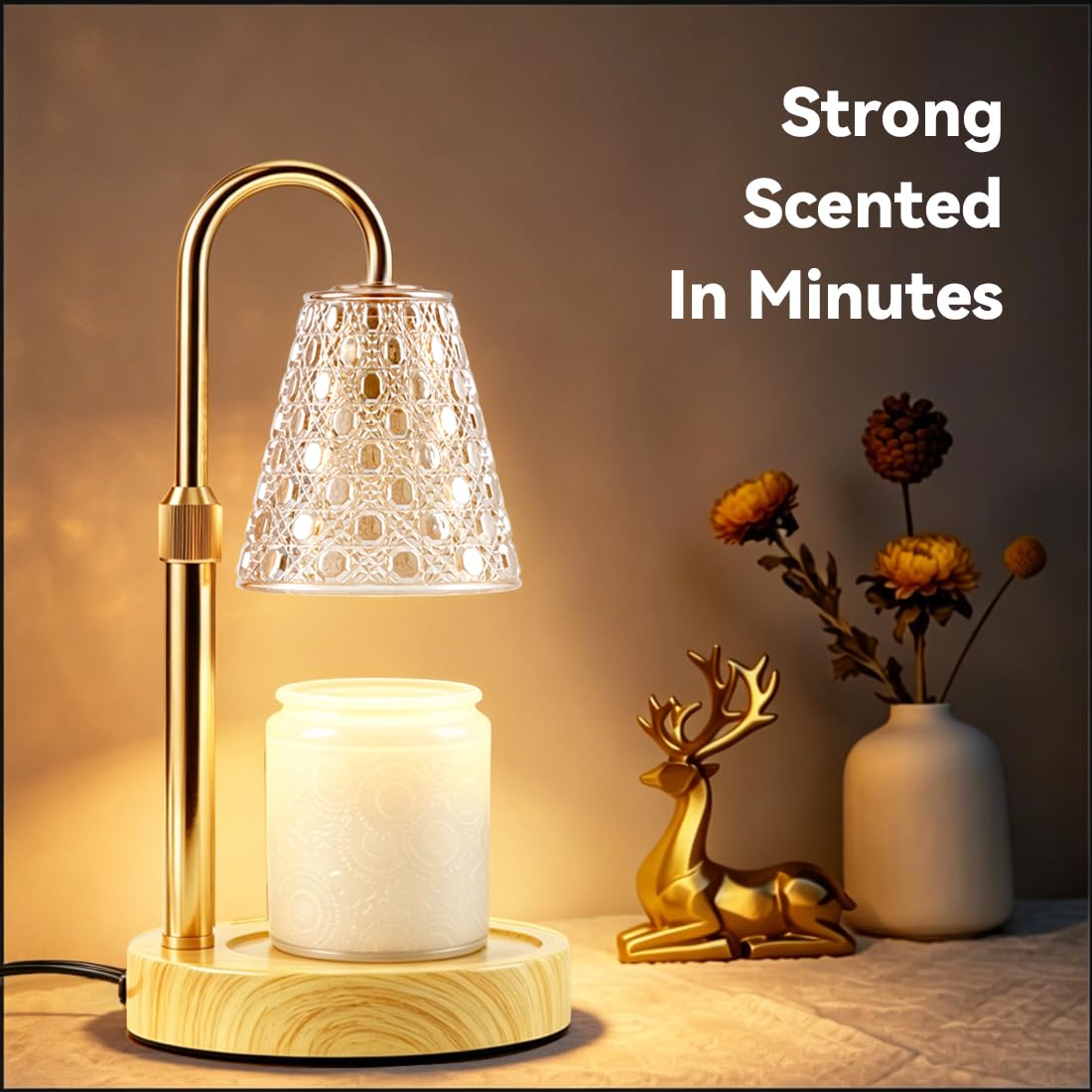 HOLA Electric Candle Warmer Lamp Gold, Candle Lamp Warmer with Timer