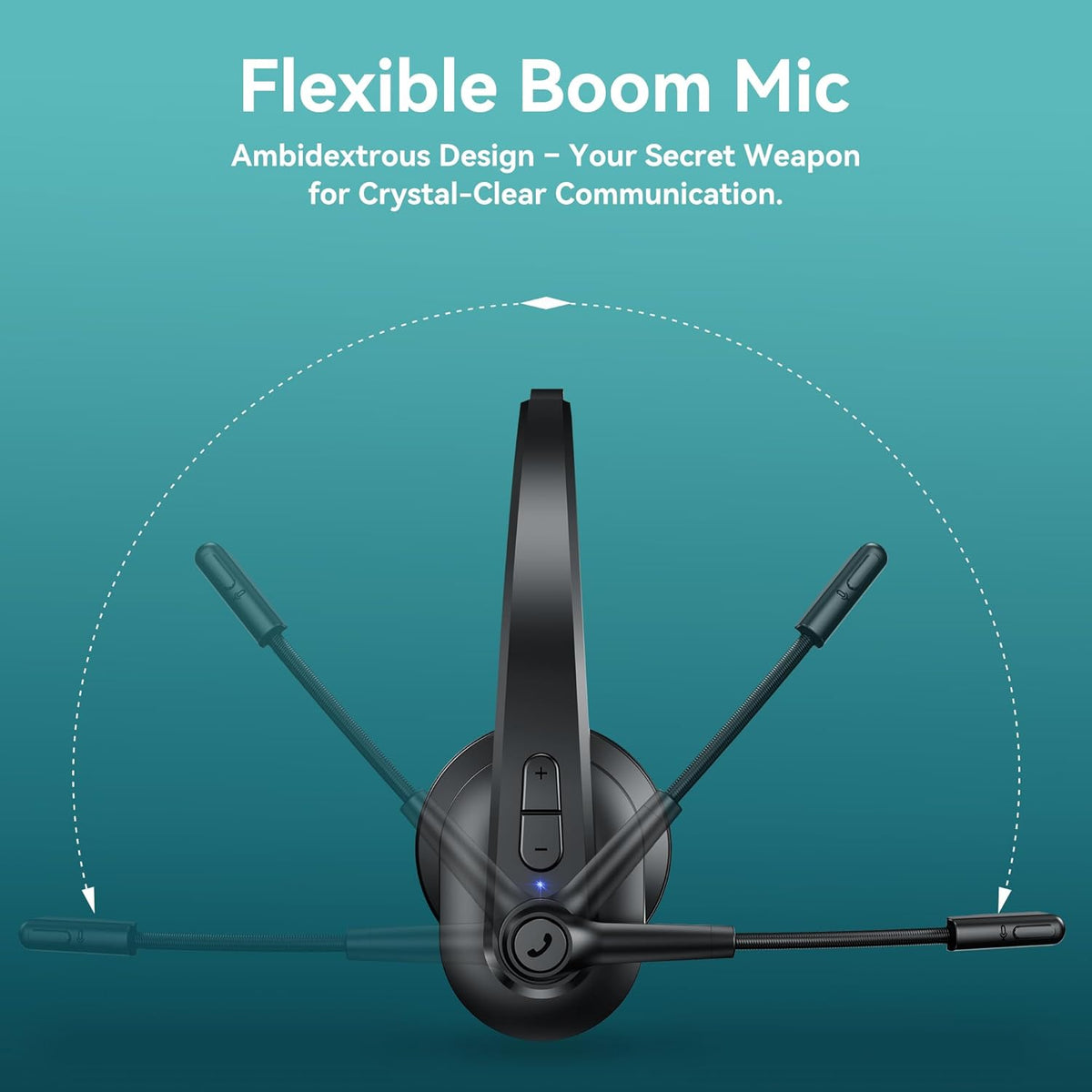 Bluetooth Headset with USB Dongle for Computer, Single-Ear Wireless Headset with Noise Cancelling Microphone for Office & Truckers, Bluetooth V5.2 with Mute Button for Work