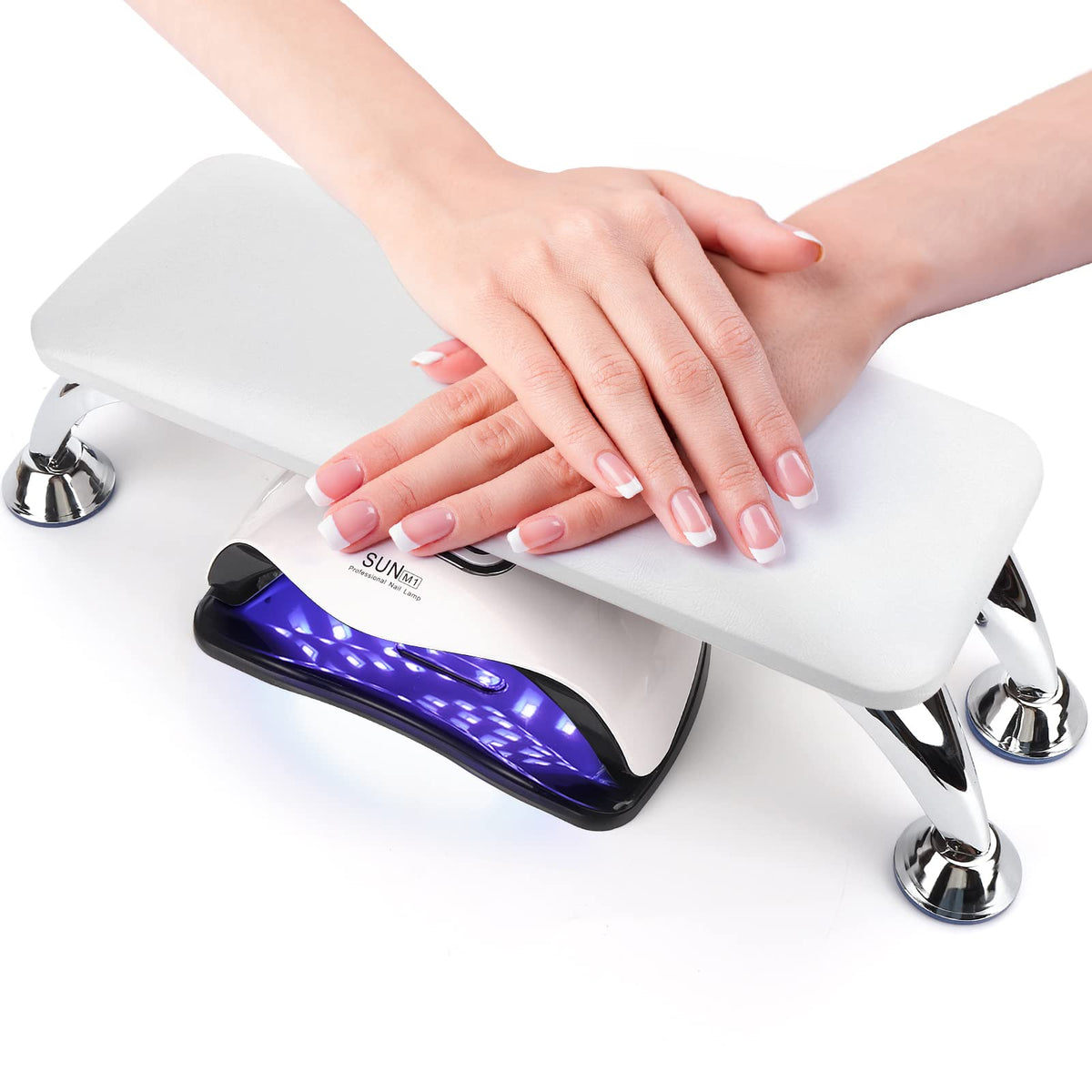 Nail Arm Rest For Acrylic Nails, Microfiber Leather Nail Hand Rest Cushion For Nails, Soft Hand Pillow Footstool With 4 Stainles