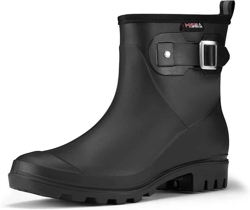 HISEA Women's Ankle Rain Boots Waterproof, Fashion Short Garden Shoes Anti-slip for Women with Comfortable Insole