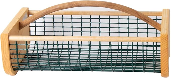 Maine Garden Hod Basket for Vegetable Gardening and Harvest Gathering or Farmhouse Decor, Pine and Oak with PVC Wire Mesh, USA Made, 16 x 9 in, 8 quart