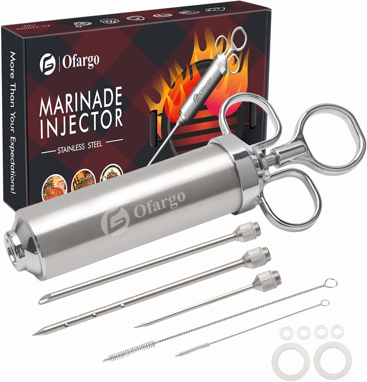 Meat Injector - 3 Needles for Smoking Meats, Beef, Turkey; 2-Oz Marinade Injector Syringe; User Manual Included
