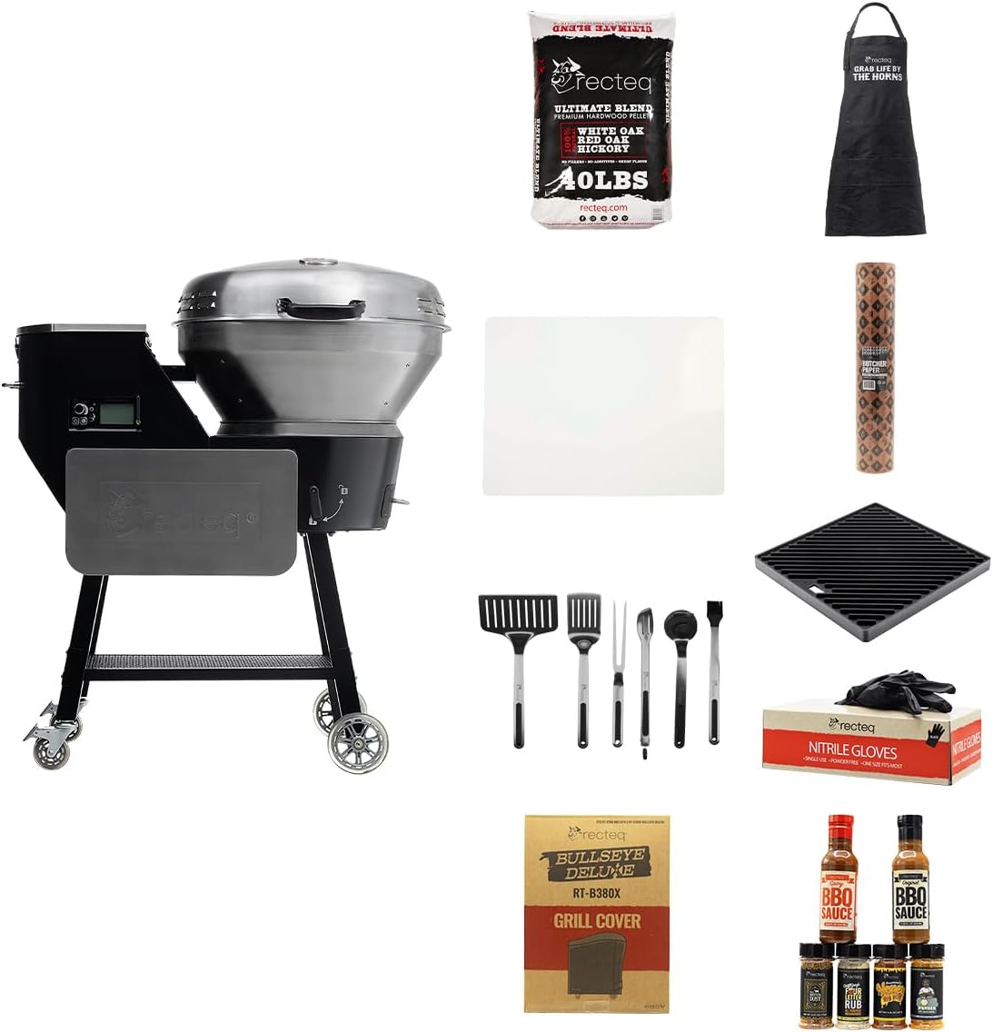recteq Pellet Grill RT-B380X Bullseye Deluxe + BBQ Masters Bundle, WiFi Enabled Electric Pellet Smoker Grill, Wood Pellets, BBQ Outdoor, Smoke, Sear, and More