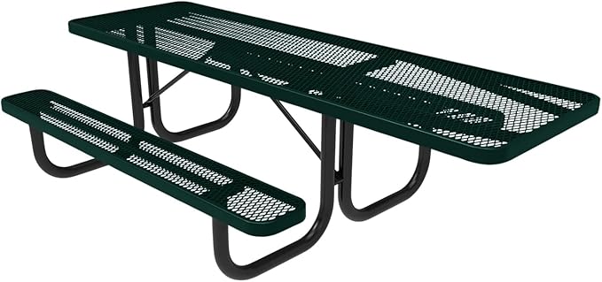 T8H-DGRN Heavy Duty Rectangular Portable Picnic Table, Handicap Accessible on One End, 8 Ft, Dark Green, Made in America