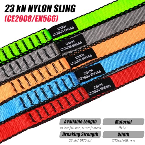 18MM Nylon Climbing Slings Runners 23 kN Strong Webbing Straps for Rock Climbing, Rappelling, Swing, Yoga Hammock etc - color: 3PCS Grey, size: 48inch/120cm