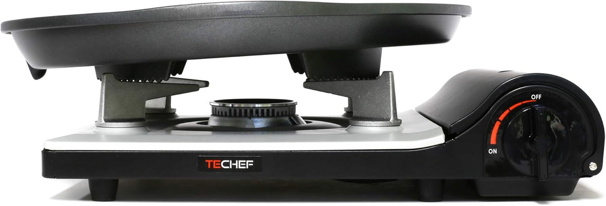 TECHEF - Stovetop Korean BBQ Non-Stick Grill Pan with Agni Portable Gas Stove Burner, Made in Korea (Grill Pan w Stove)