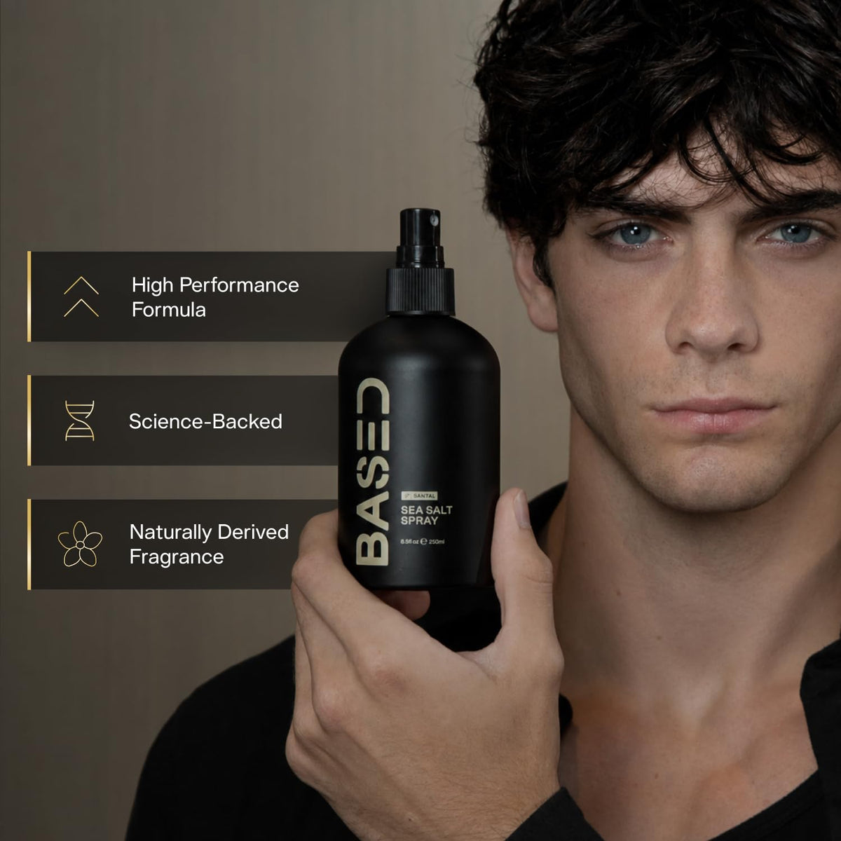BASED Sea Salt Spray, Natural Finish Sea Salt Spray for Hair, Volume & Texture, Infused with Kelp & Vitamin B5, Light & Non-Greasy, Paraben Free, No Drying Alcohols, 8.5 oz (Pack of 1)