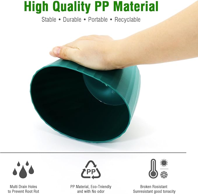 6 Inch Plant Pots Bulk, 6 Pack Plastic Planters with Drainage Holes and Saucers for Indoor Outdoor House Plants and Flowers, Colorful