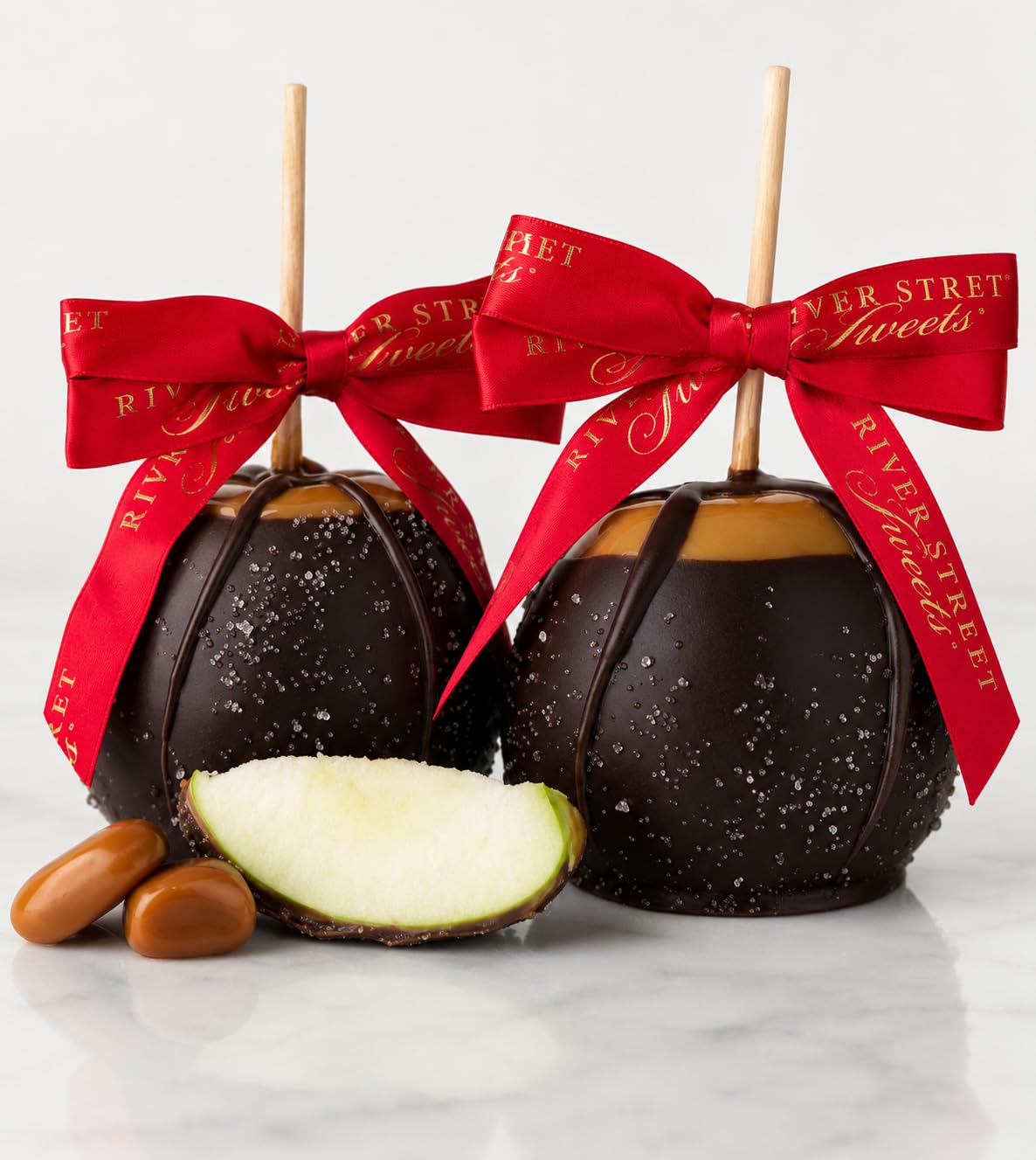 Dark Chocolate Sea Salt Caramel Apples - 2 Pack| River Street Sweets