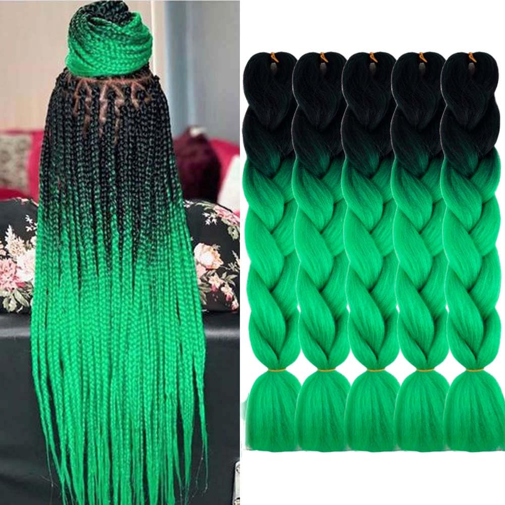 Aidusa Ombre Braiding Hair 5Pcs Synthetic Jumbo Braiding Hair Extensions 24 Inch 2 Tones For Box Braids Twist Crochet Braids 100