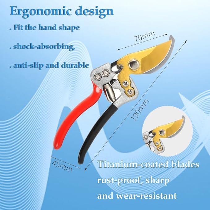 Ultra Sharp Germany Titanium Steel Pruning Shears - Cuts 3X Easier, Weak Hand Arthritis Snips, Rust-Resistant, Effortlessly 1-Inch Cut Capacity Garden Scissors, Ergonomic Handle (gt-06, 1)