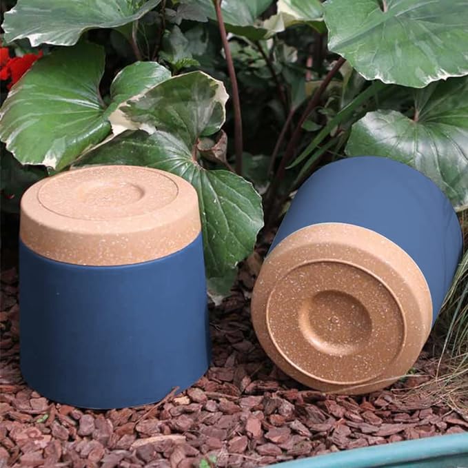 ZMTECH Plant Pots, Set of 6 6.5'' Self Watering Plastic Planter with Drainage Hole and Saucer,Modern Decorative Flower Pot for Indoor Outdoor House Plants, Succulents, Flowers - Blue