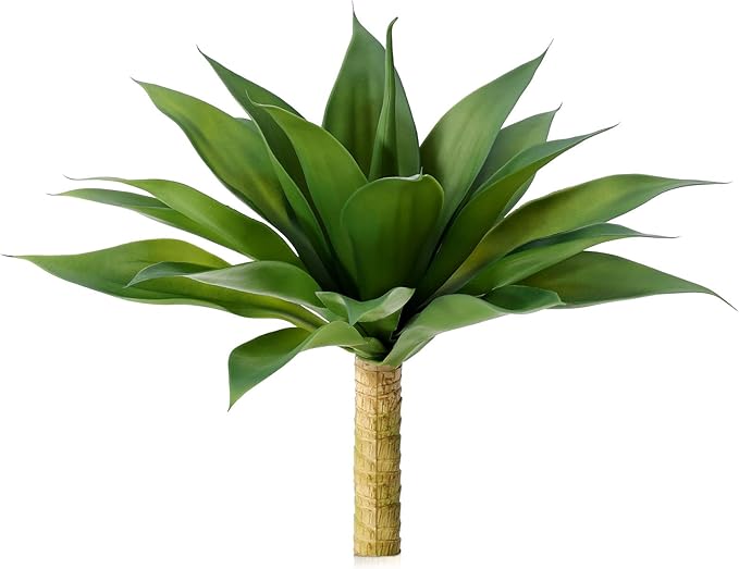 Artificial Plants Outdoor,UV-Resistant Fake Agave Succulent Plant 17 Inch Small Size Faux Succulents Stems for Indoor Realistic & Natural Home Decor Plants for Office Housewarming