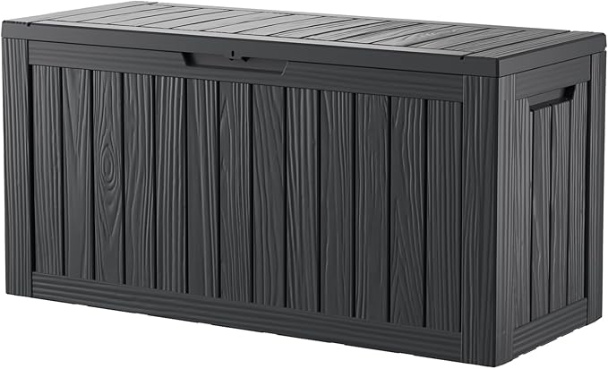80 Gallon Outdoor Cushion Storage - Waterproof Deck Storage Box & Patio Storage Box, SpaceMax Resin Chest with Lock for Pool/Garden Tools, UV-Resistant, Onyx Black