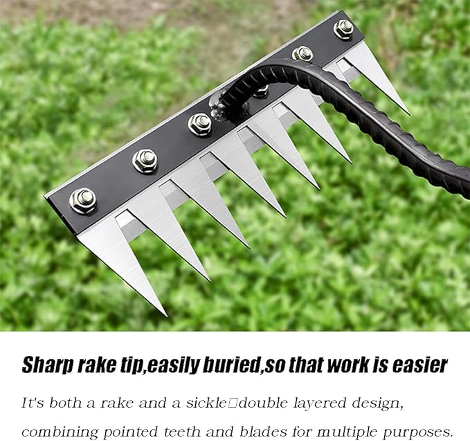 Gardening Hand Weeder Puller Tool, Manual Weeder with Detachable Blade Weeder Puller Tool,High-Carbon Steel Weed Removal Tool for Farm Lawn Garden, 5/6/7/8 Teeth Sizes (7 Teeth)
