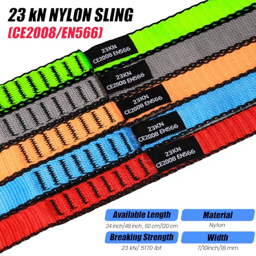 18MM Nylon Climbing Slings Runners 23 kN Strong Webbing Straps for Rock Climbing, Rappelling, Swing, Yoga Hammock etc - color: 2PCS Blue, size: 24inch/60cm