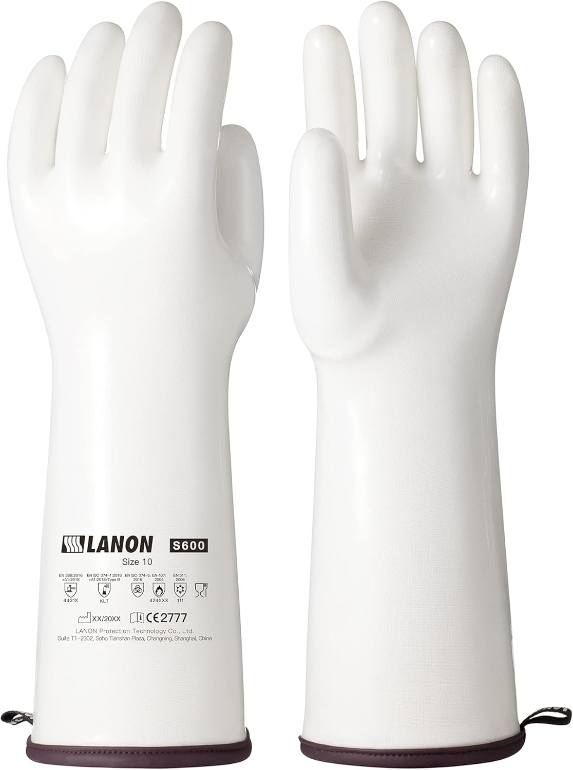 LANON 15" Liquid Silicone Heat Resistant Oven Gloves, Food Grade, CoralAir Liner, Waterproof, Extra Long, XL