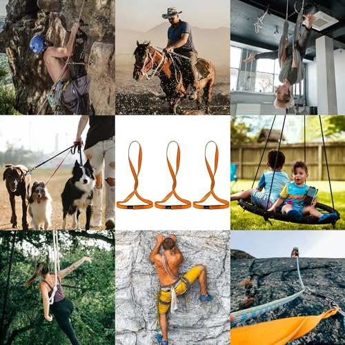 18MM Nylon Climbing Sling Runner 23KN CE2008/EN566 Rock Climbing Webbing Straps for Outdoor Climbing, Rappelling, Swing, Yoga Hammock etc - color: Orange|60cm/24inch|3PCS
