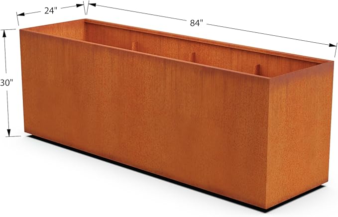 Corten Steel Planter Rectangle Outdoor Metal Garden Box Heavy Duty | Made in USA | Fully Assembled