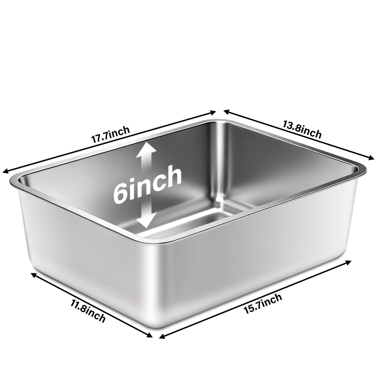 Exovyn Stainless Steel Litter Box,Metal Cat Litter Box,Medium Cat Litterbox