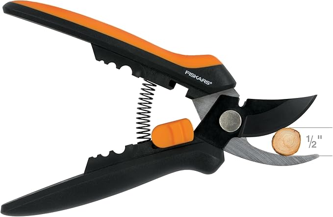 Fiskars Floral Pruning Shears - Plant Cutting Scissors/Garden Clippers For Deadheading and Working with Flowers - Black/Orange