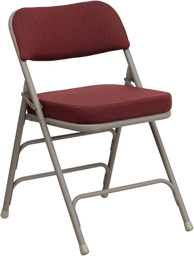 Flash Furniture HERCULES Series Premium Curved Triple Braced & Double Hinged Burgundy Fabric Metal Folding Chair
