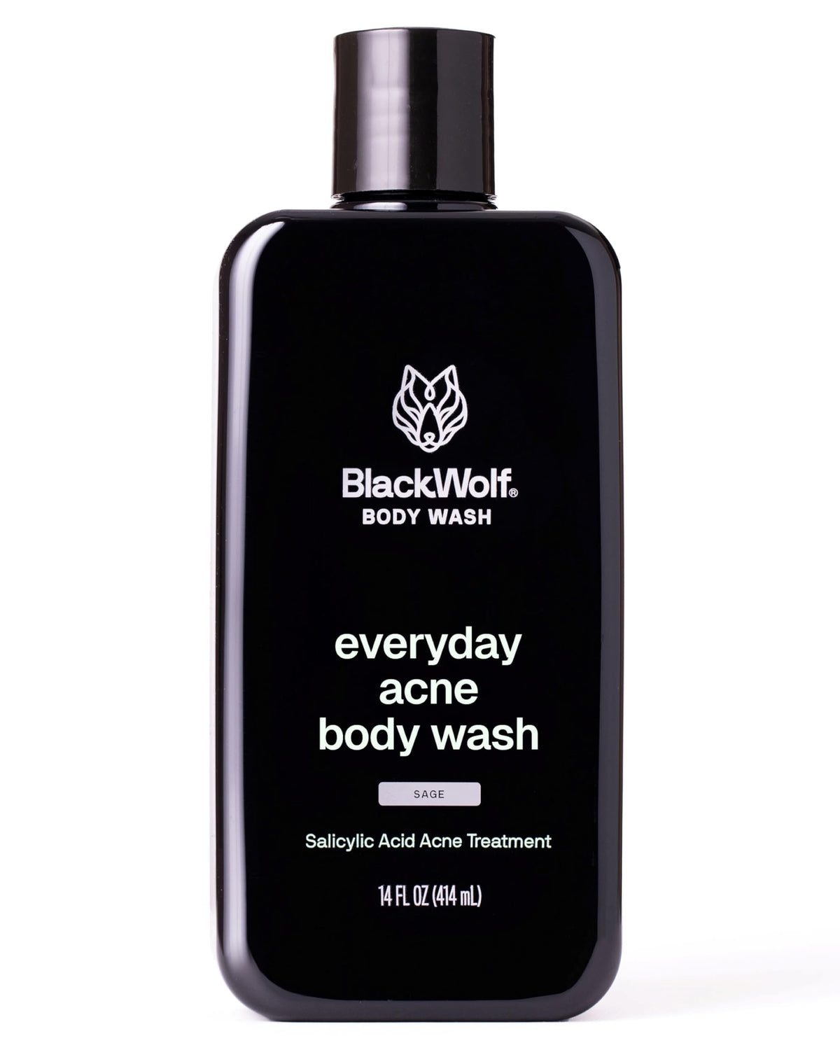 Black Wolf Salicylic Acid Body Wash for Men - Acne Face Wash, 14 Fl Oz