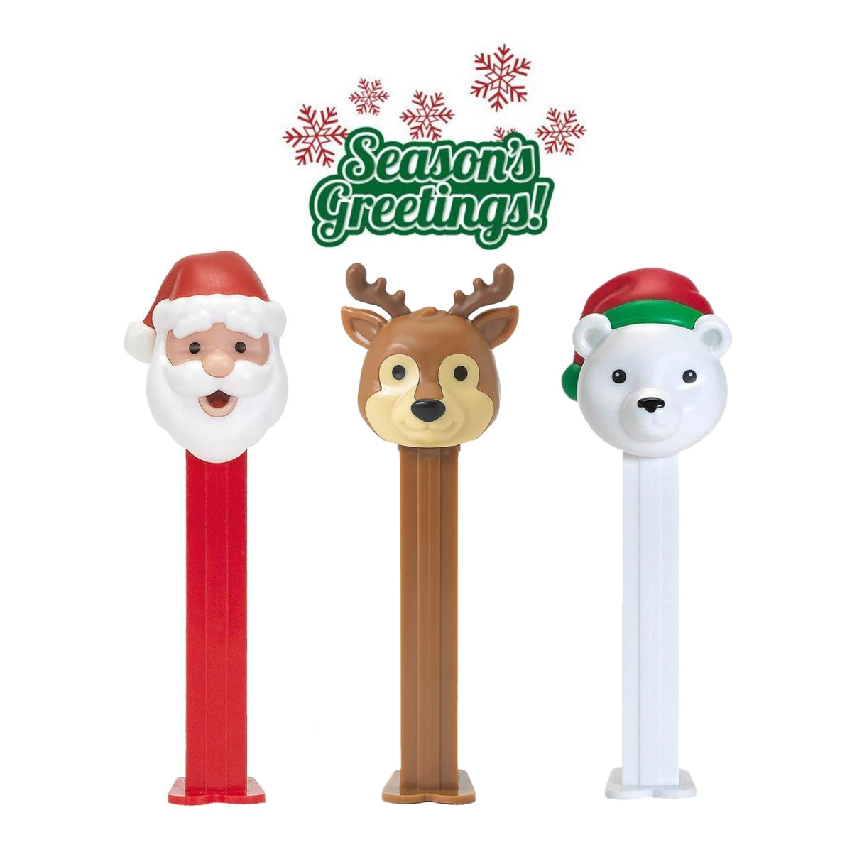 PEZ Christmas Dispensers Set - PEZ Christmas Candy Dispenser Set With Holiday Fruit Flavored Candy Refills | Santa Claus, Polar Bear, and Reindeer |