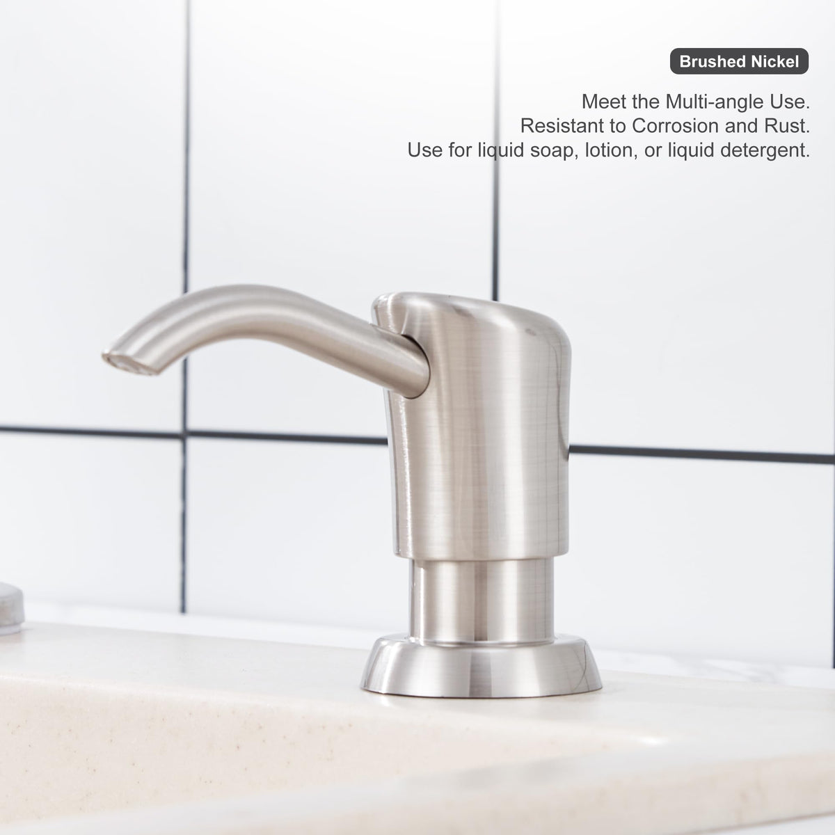 GAGALIFE Built in Counter Soap Dispenser (Brushed Nickel) for Kitchen Sink