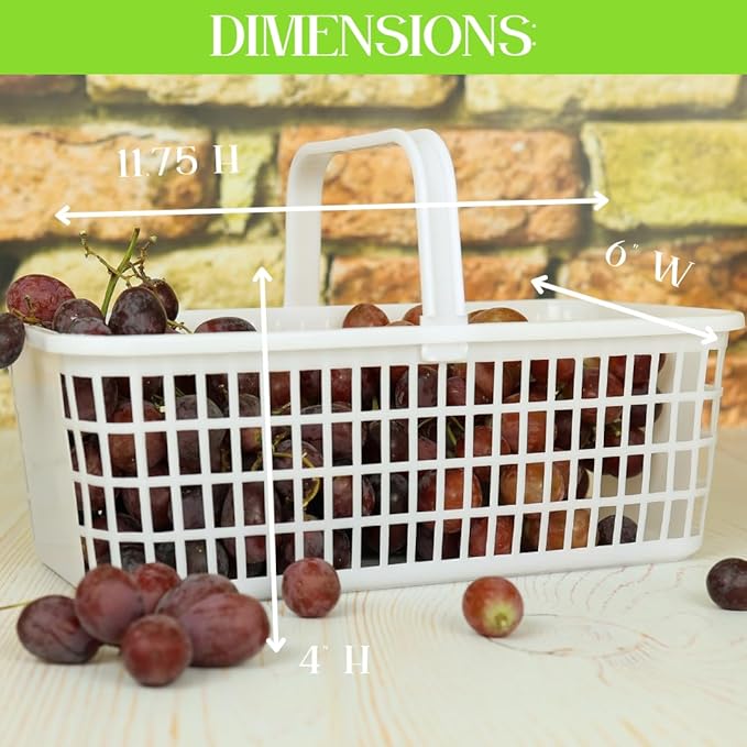 6 Pack – 4 Quart/Half Peck White Plastic Garden Basket for Gathering Vegetables and Fruits – Harvest Apples, Berries, Peaches or Tomatoes