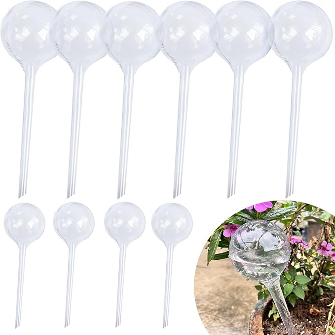 MOONSOUND Plant Automatic Watering Devices, Clear Plastic Self-Watering Bulbs Flower Automatic Watering Device While Away Garden Waterer for Plant Indoor Outdoor