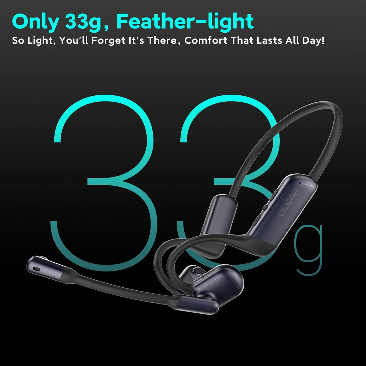 Pilot P200b Pro Bluetooth Wireless Open Ear Noise Cancelling Headphones, 50dB ENC Call Noise Elimination, Computer Headset with Boom Microphone and Mute Button for Work and Calls(No Dongle)