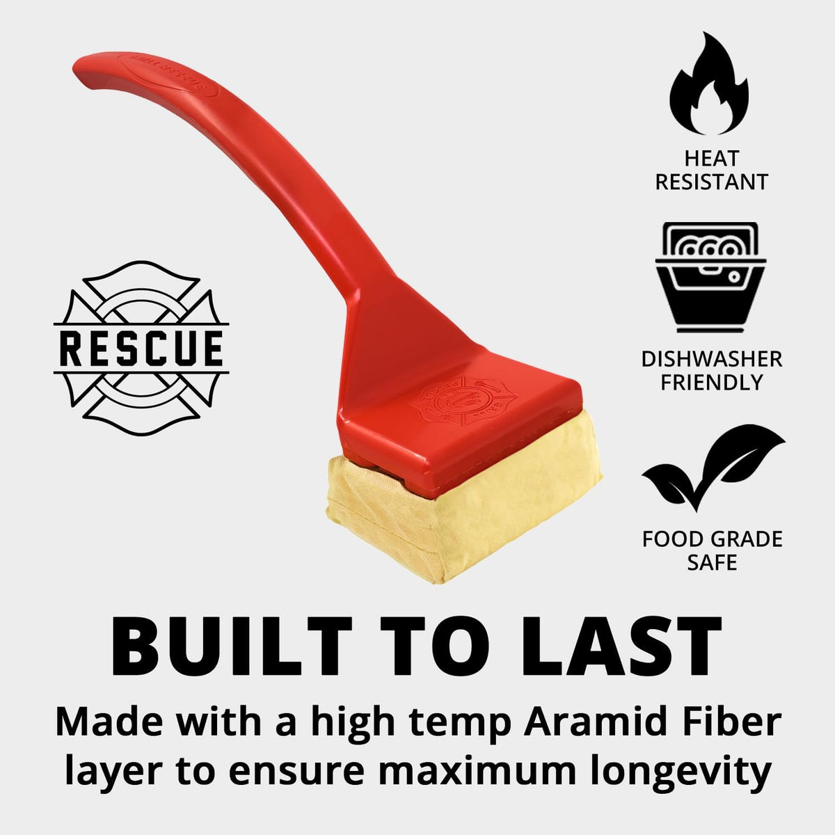 Grill Rescue BBQ Replaceable Scraper Cleaning Head, Bristle Free - Durable and Unique Scraper Tools for Cast Iron or Stainless-Steel Grates, Barbecue Cleaner (Non Scraper Brush)