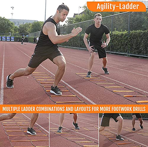 Agility Ladder, Agility Training Equipment, Soccer Speed Ladder, Football Footwork Ladder, Workout Ladder for Kid Adult, Foldable Instant Set-up & Tangle-Free & Carry Bag(4/8/8+4/12 Rung) - size: 4 rung