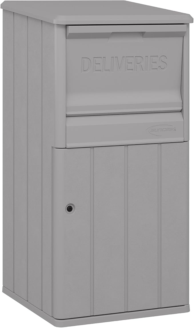 Suncast 33.5-Gallon Capacity Package Delivery Box, Parcel Drop Box with Lock, Weather Resistant Outdoor Storage Solution for Secure Package Deliveries, Made in USA