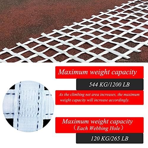 Climbing Cargo Net Heavy Duty,Ninja Net,Rope Ladder for Kids Outdoor Treehouse Backyard Playground Indoor Obstacle Webbing Net for Swing Set Jungle Gym Accessories for Slacklines,White - size: 3x10ft/0.9x3m