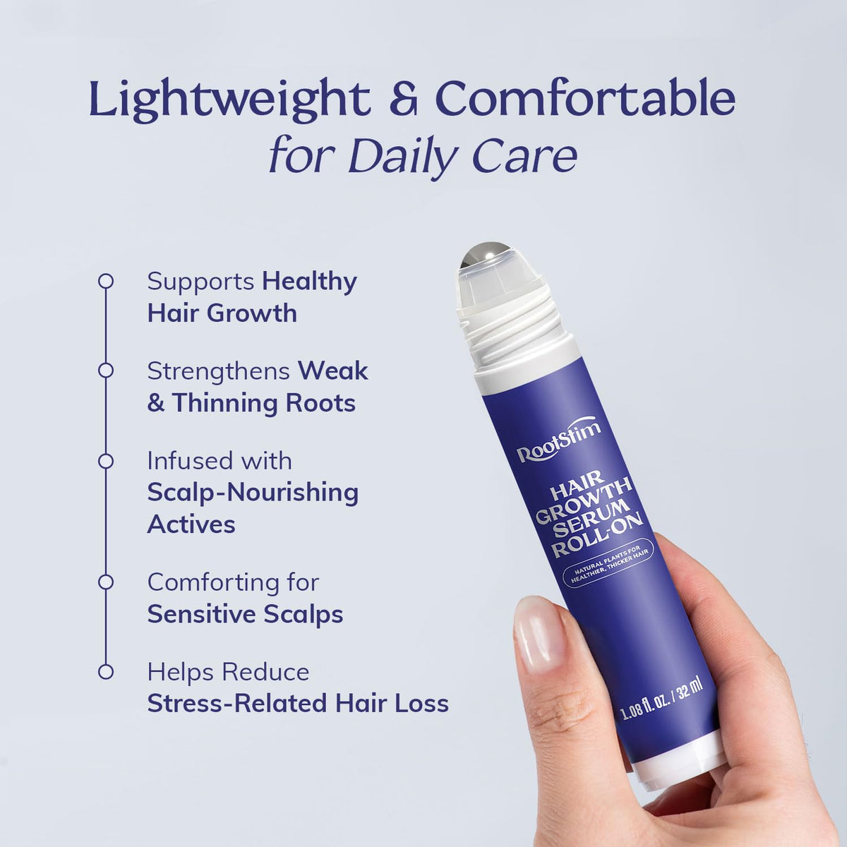 RootStim Hair Growth Serum Roll On with Rosemary, Caffeine & Biotin, Helps Support Fuller-Looking Hair, Clean Non-Greasy Scalp Serum for Thinning Hair 1.08 Fl Oz